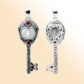 AK-6010-CO1 Sterling Silver Pendant With Garnet, Bone Face Jewelry Bali Designs Inc